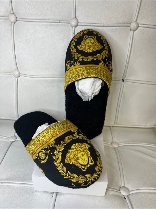 Versace Other - Versace Black & Gold Medusa Slide Slippers